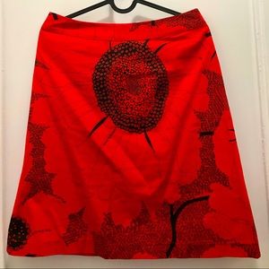 French Connection vintage A-line skirt red w/ black circle size 4